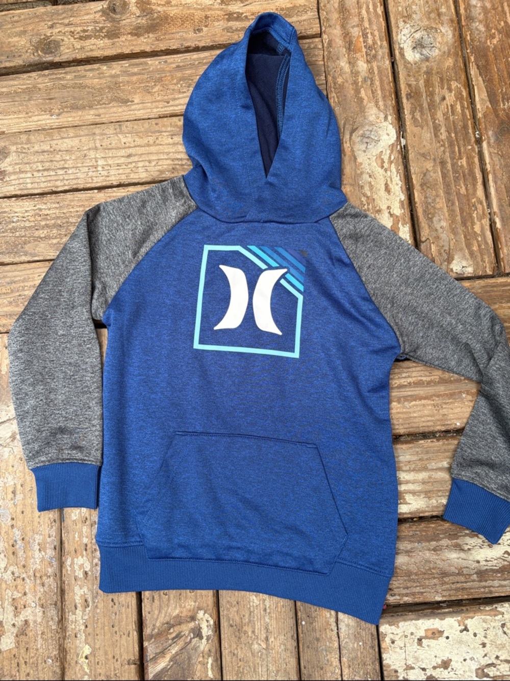 Hurley Royal Blue and Gray Logo Hooded Pullover